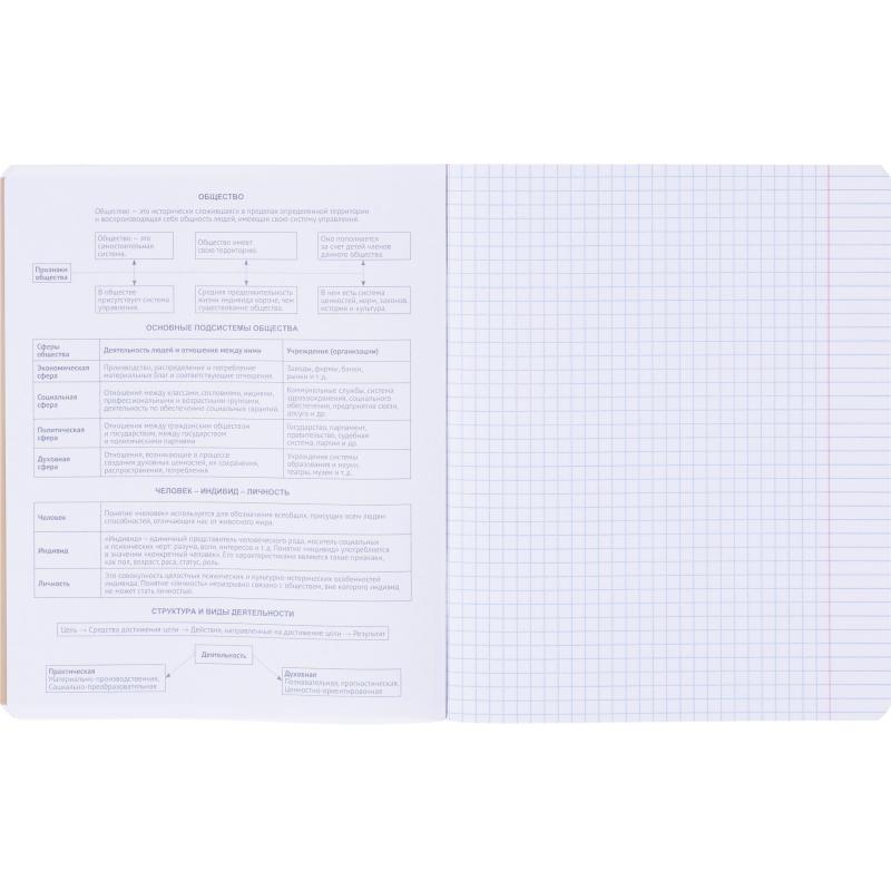 Тетрадь предметная BS, А5, 48л., клетка, скрепка. Oblivion, обществ. N4524