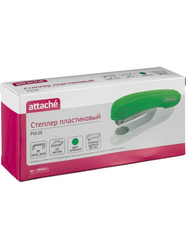 Степлер Attache Pulse(№24/6-26/6) до 25 листов, пластик, зеленый