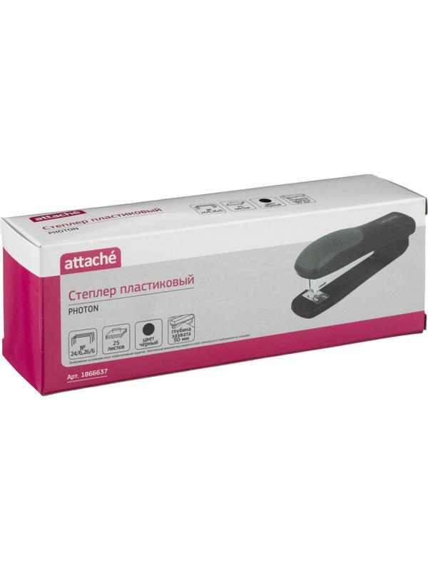 Степлер Attache Photon (№24/6-26/6) до 25 листов, пластик, черный