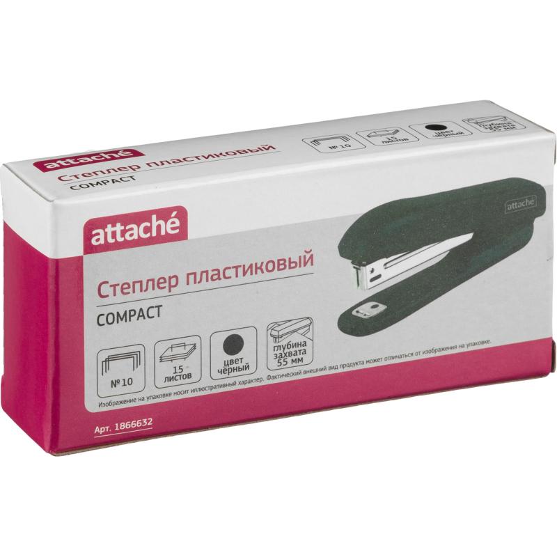 Степлер Attache Compact (№10) до 15 листов, пластик, черный