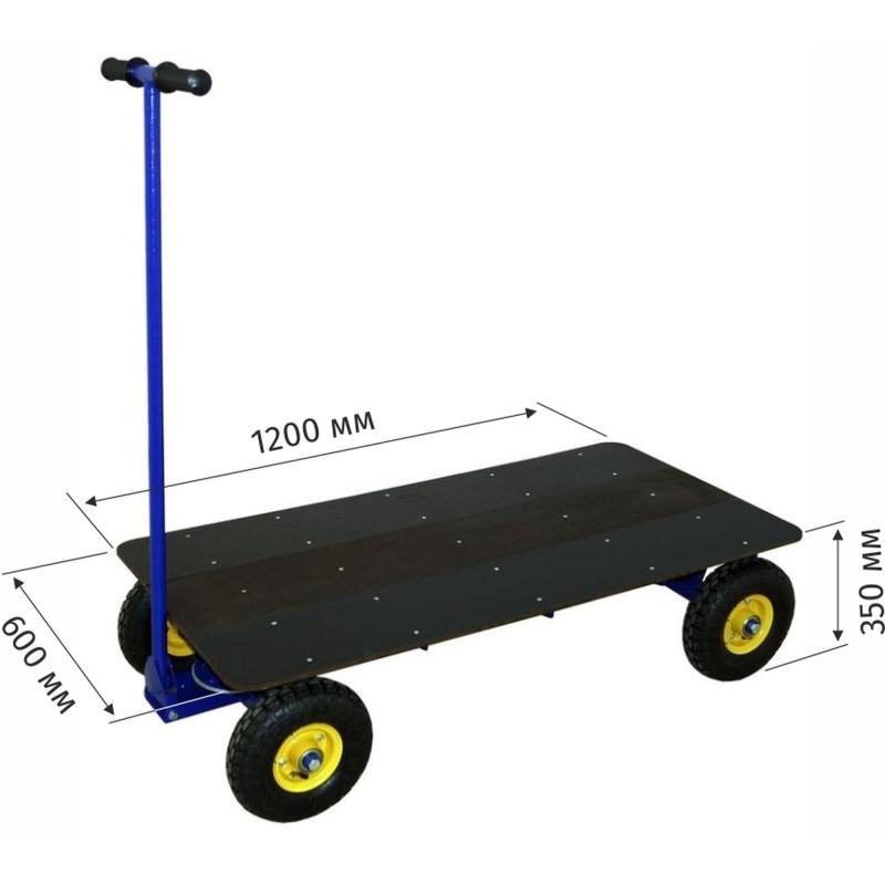 Тележка плат с поворот осью ТПО О колеса пневмо D250мм RUSKLAD