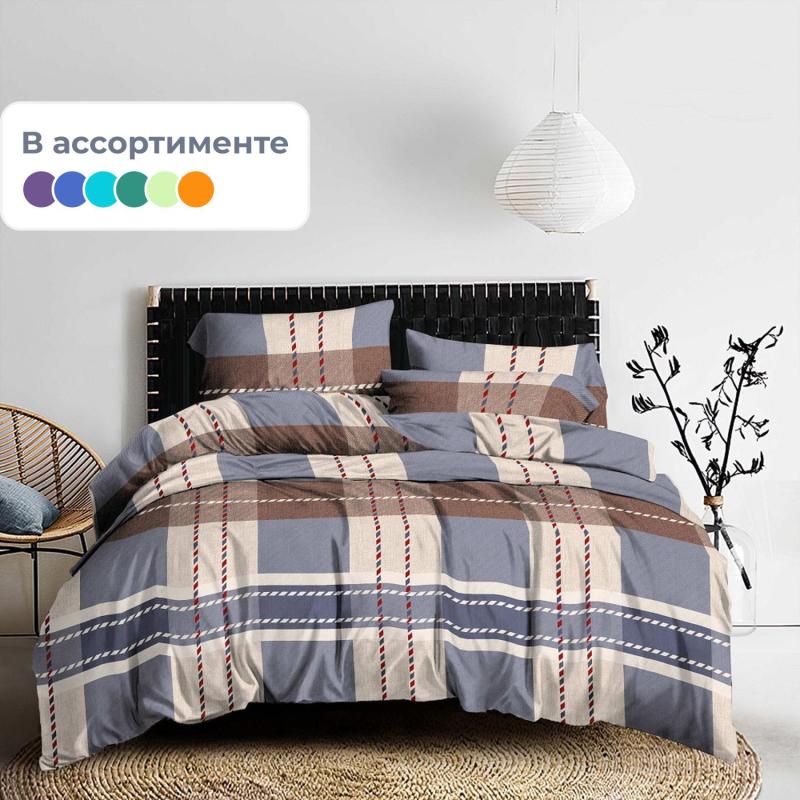 Постельное белье 1,5сп полисатин 80г/м2 (нав.60х60 1 шт.), ассорти