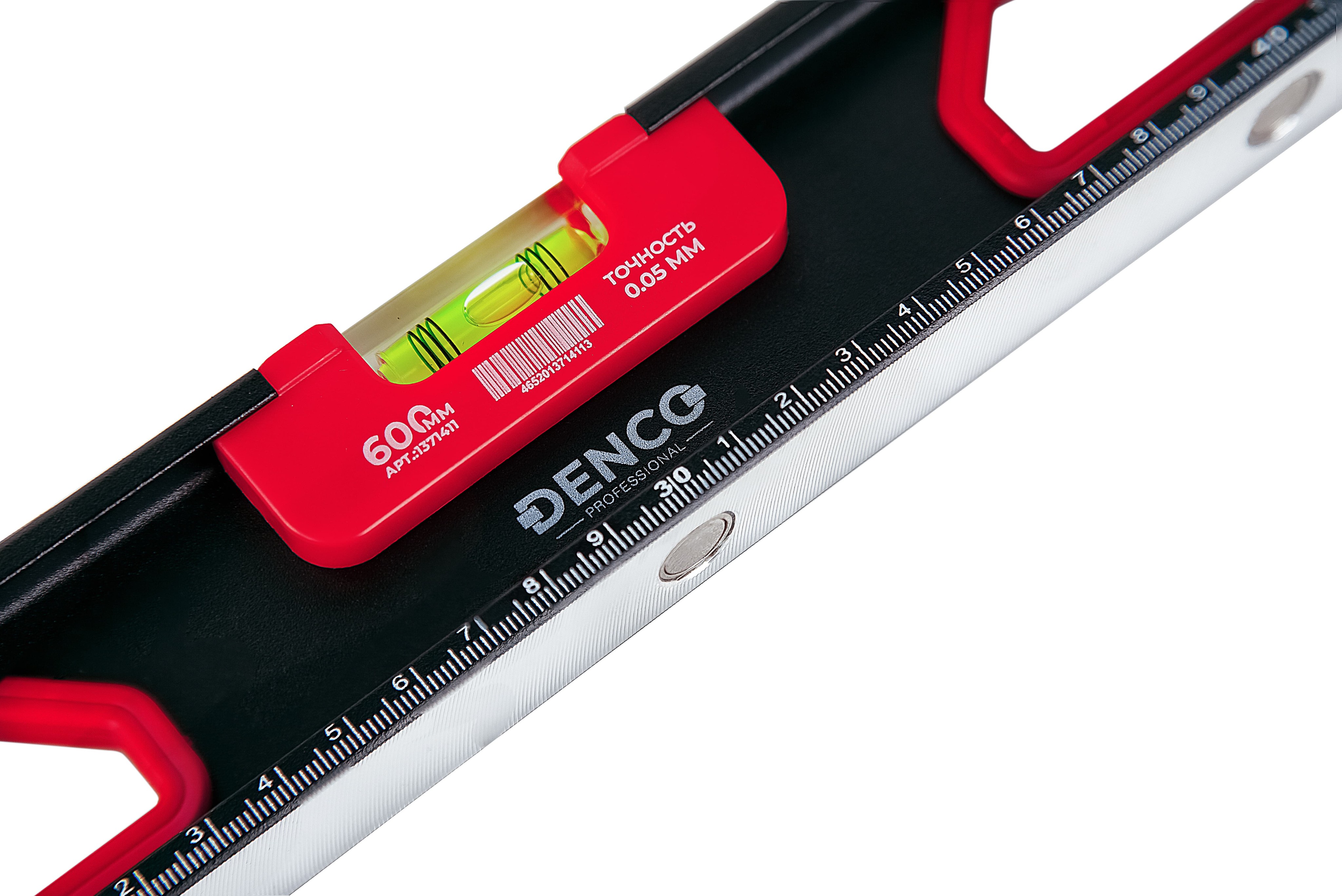 Уровень строительный DENCO 1371411 пузырьковый, магнитный, усиленный 3-х гл. / 60 см.