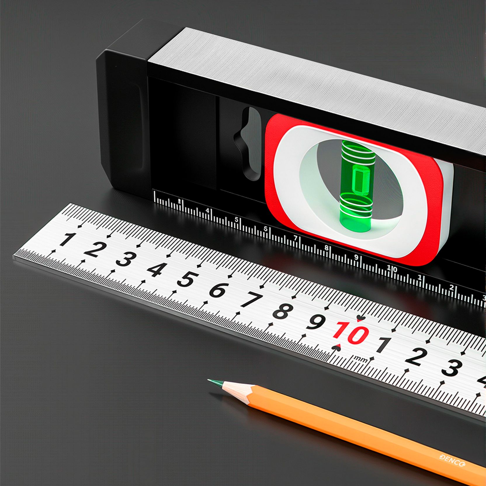 Уровень строительный DENCO 1371411 пузырьковый, магнитный, усиленный 3-х гл. / 60 см.