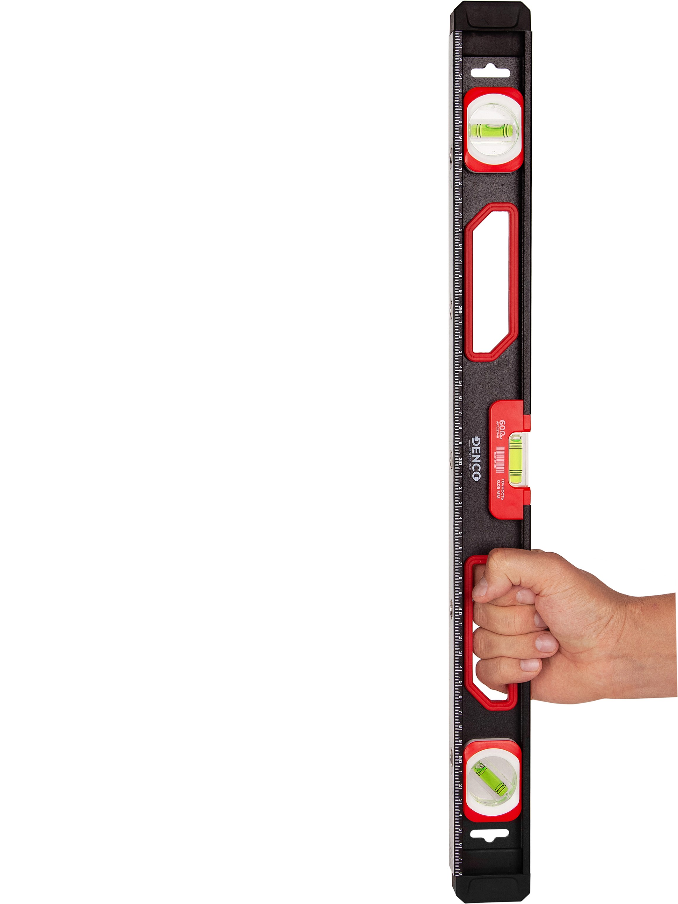 Уровень строительный DENCO 1371411 пузырьковый, магнитный, усиленный 3-х гл. / 60 см.