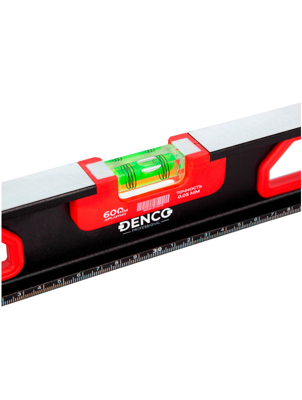 Уровень строительный DENCO 1371411 пузырьковый, магнитный, усиленный 3-х гл. / 60 см.