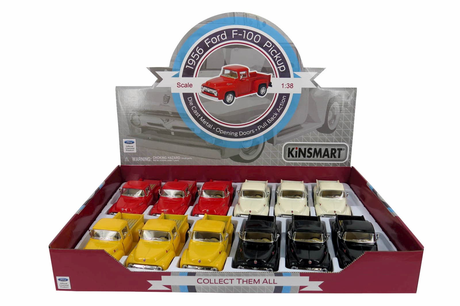 Машинка металлическая Kinsmart 1:38 «1956 Ford F-100 Pickup» KT5385D инерционная / Бежевый