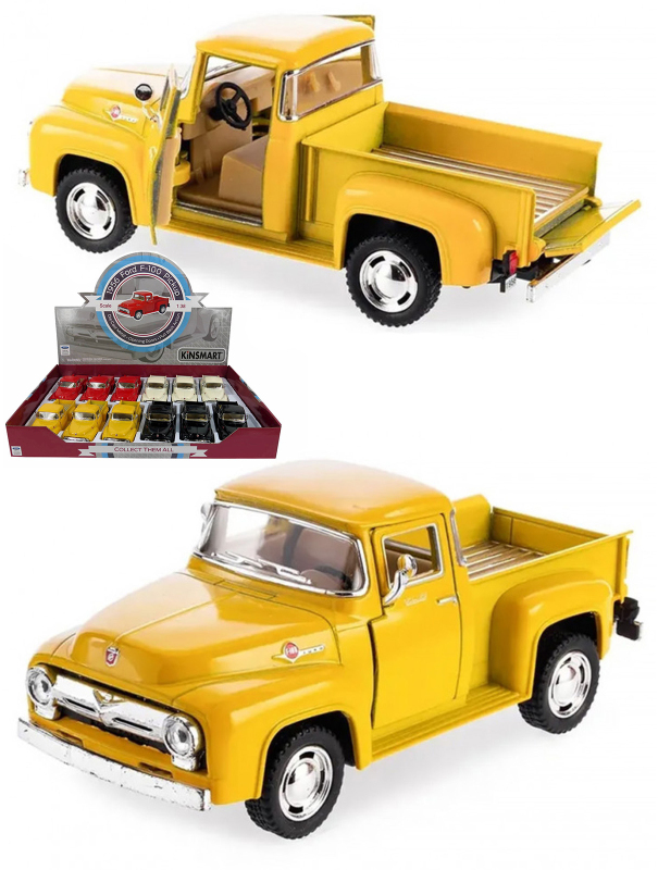 Машинка металлическая Kinsmart 1:38 «1956 Ford F-100 Pickup» KT5385D инерционная / Желтый