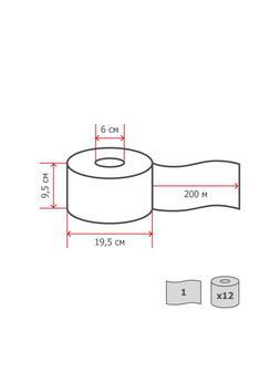 Бумага туалетная д/дисп Veiro Q2 Basic 1сл сер вторич 200м 12рул/уп T102