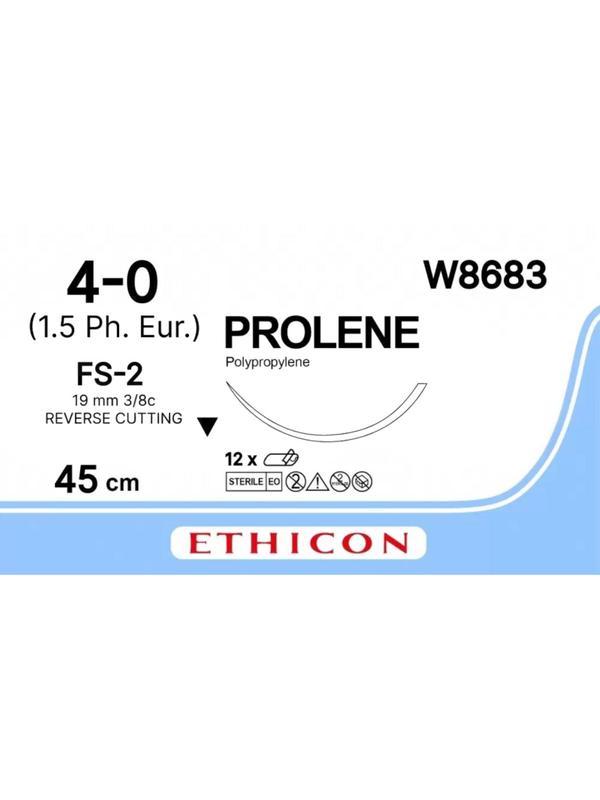 Шовный материал ПРОЛЕН 4/0, 45 см, обр.-реж. 19 мм, 3/8 W8683 12 шт./уп.