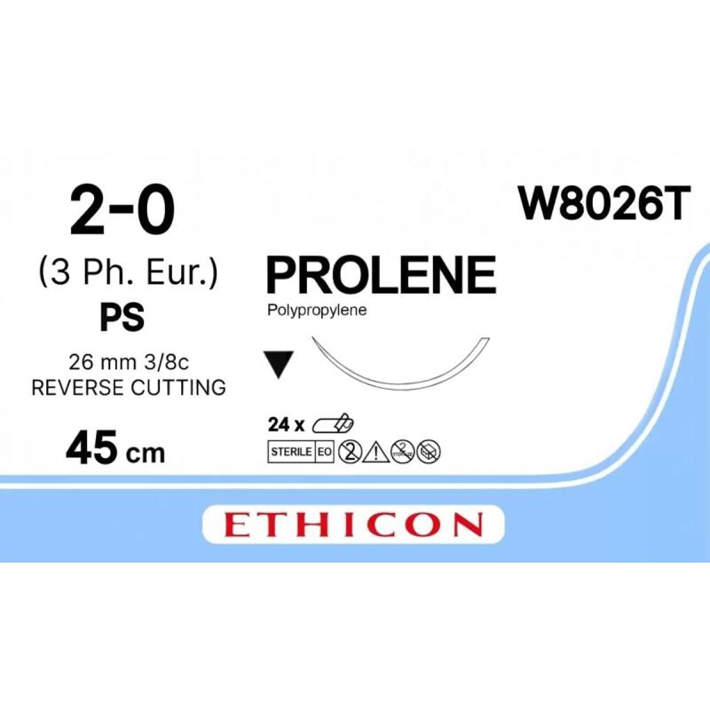 Шовный материал ПРОЛЕН 2/0, 45 см, обр.-реж. 26 мм, 3/8 W8026T 24 шт./уп.