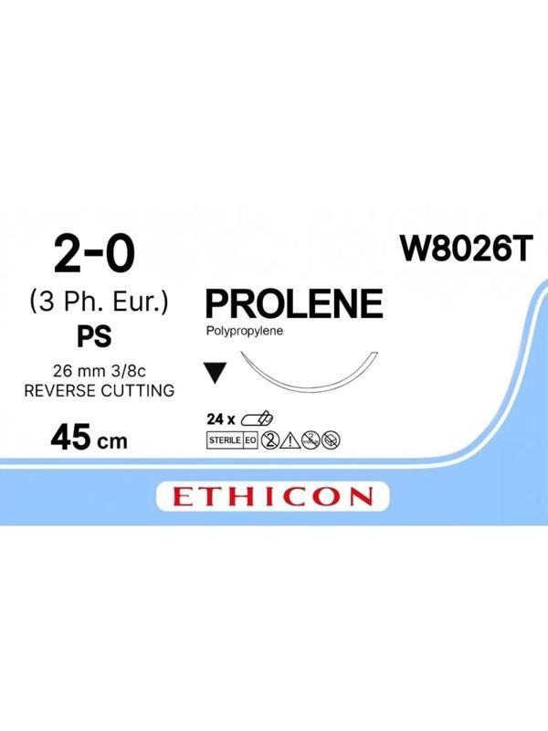 Шовный материал ПРОЛЕН 2/0, 45 см, обр.-реж. 26 мм, 3/8 W8026T 24 шт./уп.