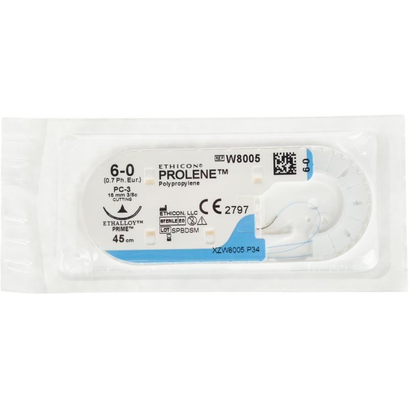 Шовный материал ПРОЛЕН 6/0, 45 см, реж. 16 мм, 3/8 W8005Т 24 шт./уп.