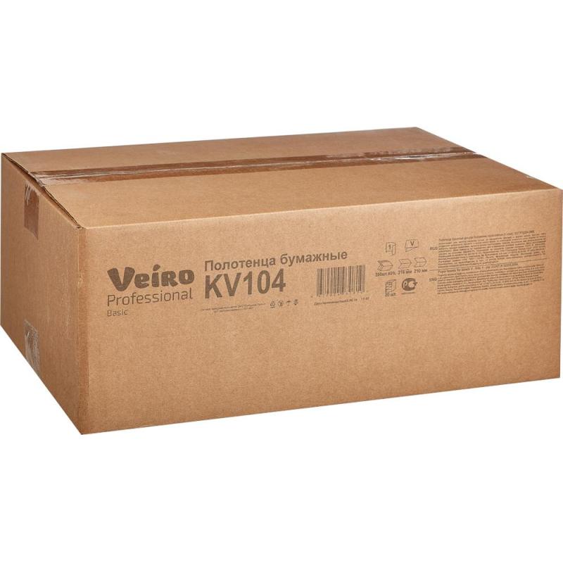 Полотенца бумажные д/дисп Veiro Prof Basic 1сл 250лx20пач/кор V-слож KV104