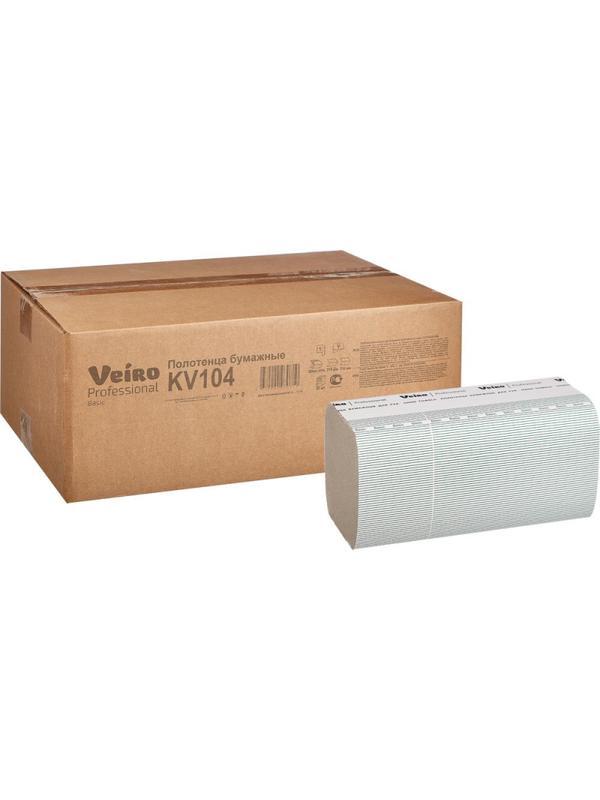 Полотенца бумажные д/дисп Veiro Prof Basic 1сл 250лx20пач/кор V-слож KV104