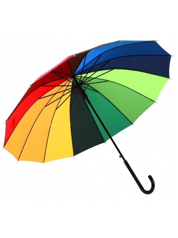 Зонт Радуга трость кожаной ручкой Эврика,98768