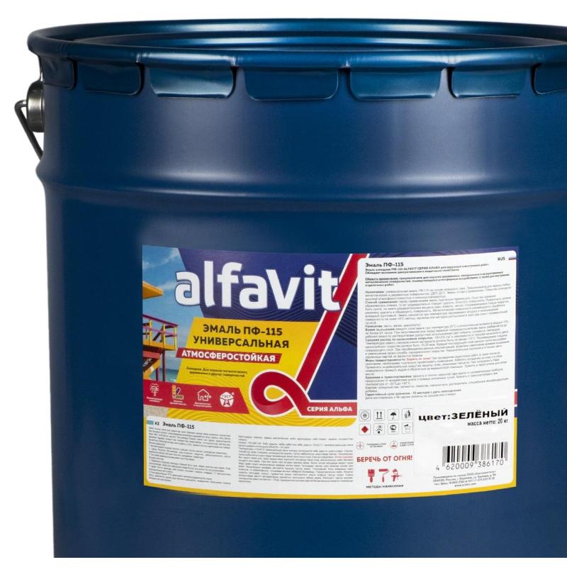Эмаль ПФ-115 универсальная , Альфа, 20 кг, зеленая