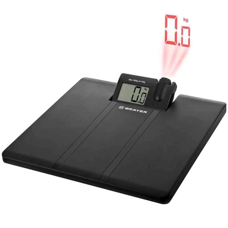 Весы напольные BRAYER 3736BR, до180 кг,33x32 см, диспл 62x40 мм, проектор