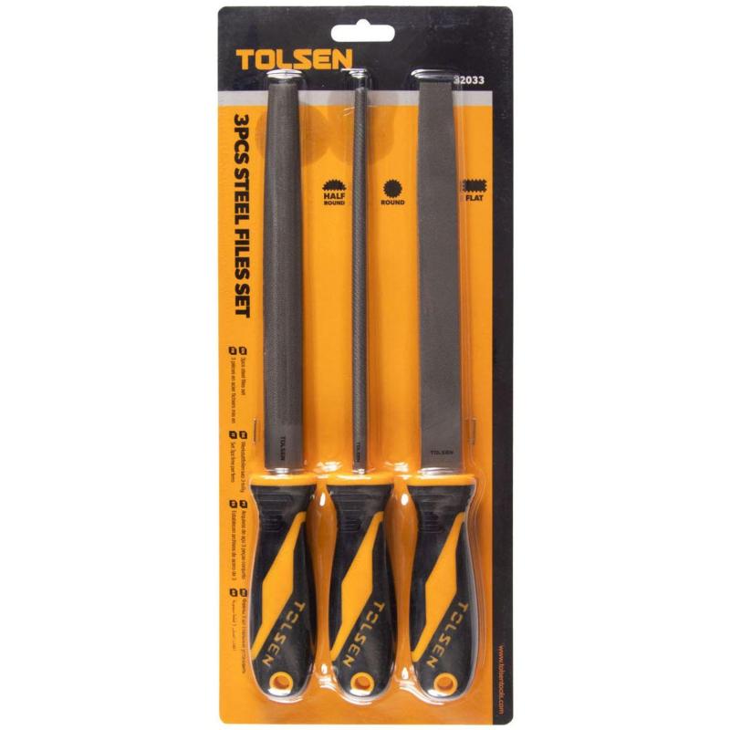 Набор напильников GRIPro, 200 мм, 3 предмета TOLSEN