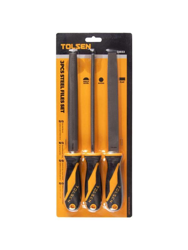 Набор напильников GRIPro, 200 мм, 3 предмета TOLSEN