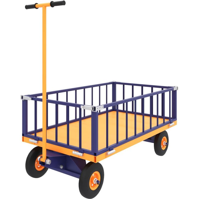 Тележка плат усил с поворот осью ТПОБ 5 Т колеса пневмо D250мм RUSKLAD