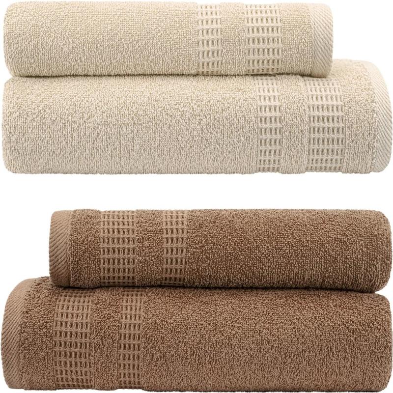 Набор полотенец УЗБ Памир м7701_45 50x80х2 + 70x130х2 крем, беж