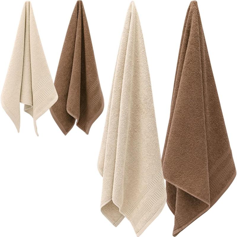 Набор полотенец УЗБ Памир м7701_45 50x80х2 + 70x130х2 крем, беж