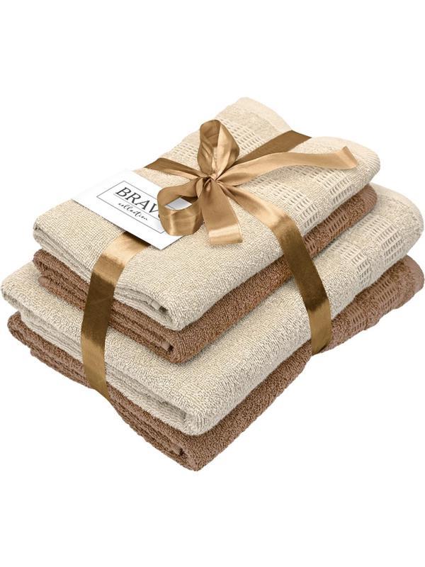 Набор полотенец УЗБ Памир м7701_45 50x80х2 + 70x130х2 крем, беж