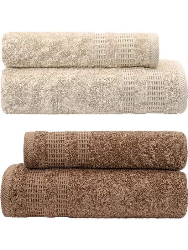 Набор полотенец УЗБ Памир м7701_45 50x80х2 + 70x130х2 крем, беж