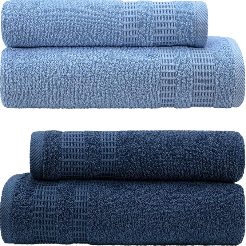 Набор полотенец УЗБ Памир м7701_110 50x80х2 + 70x130х2 син