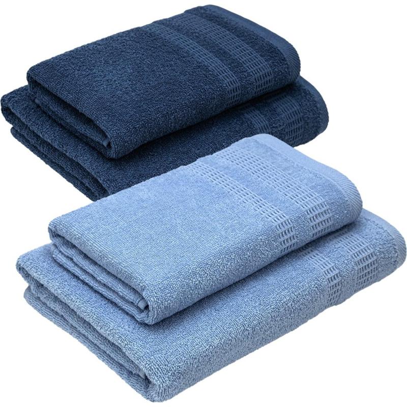 Набор полотенец УЗБ Памир м7701_110 50x80х2 + 70x130х2 син