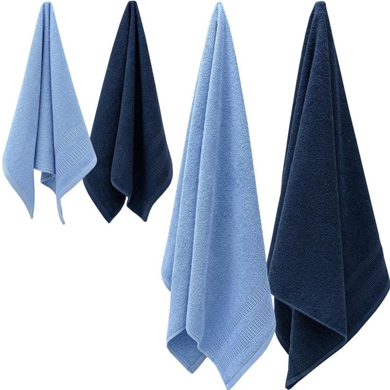 Набор полотенец УЗБ Памир м7701_110 50x80х2 + 70x130х2 син