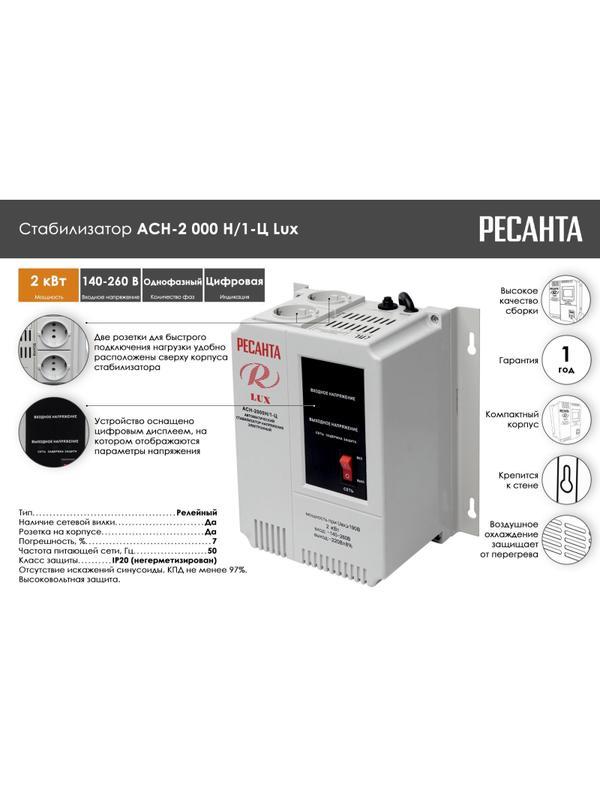 Стабилизатор РЕСАНТА Lux АСН-2 000 Н 1-Ц (63/6/15)