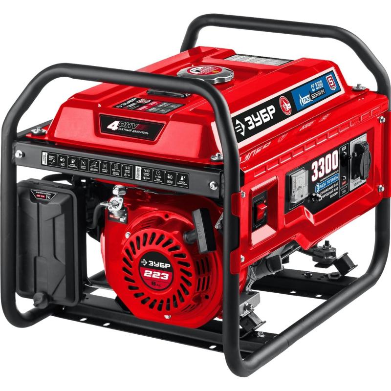 Генератор гибридный (газ-бензин) ЗУБР, 5.0кВт, AVR, эл.стартер (СГ-5500Е)