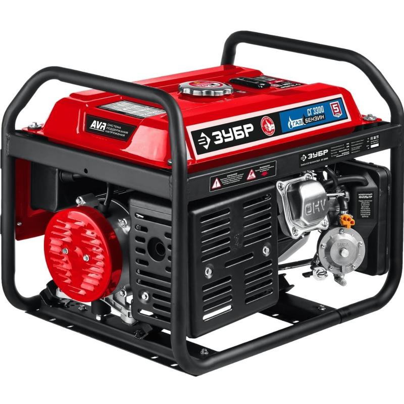Генератор гибридный (газ-бензин) ЗУБР, 5.0кВт, AVR, эл.стартер (СГ-5500Е)