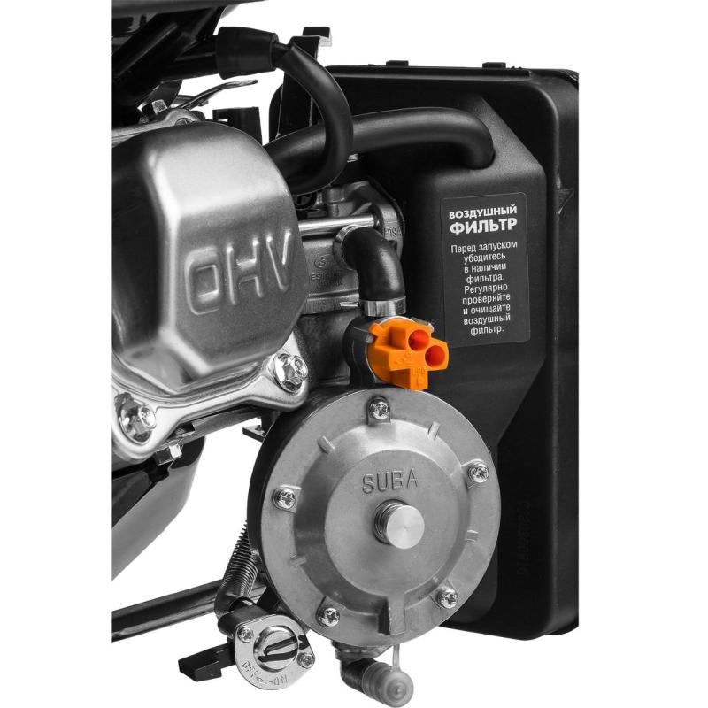 Генератор гибридный (газ-бензин) ЗУБР, 5.0кВт, AVR, эл.стартер (СГ-5500Е)