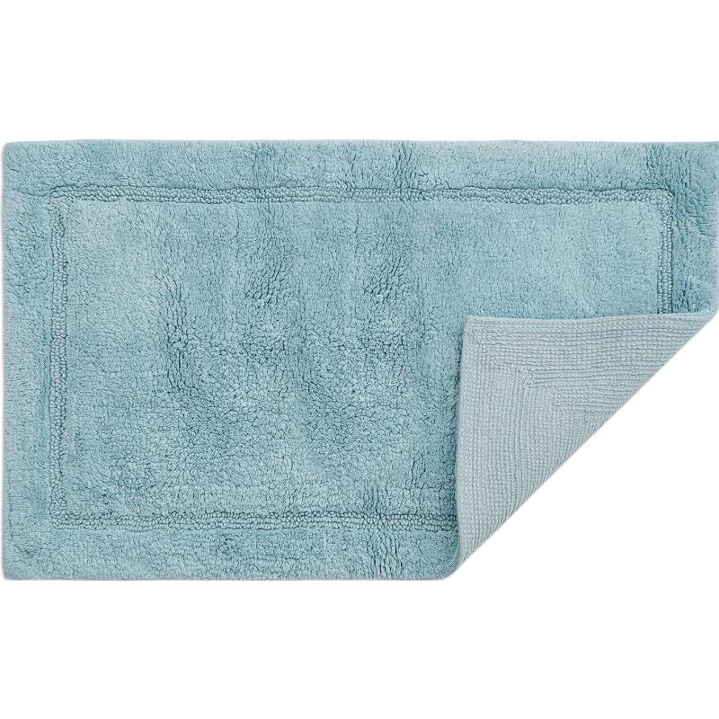 Коврик для ванной из хлопка ворсовый голубого цвета Essential, 50х80 см