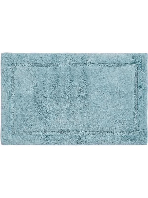 Коврик для ванной из хлопка ворсовый голубого цвета Essential, 50х80 см