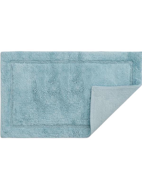 Коврик для ванной из хлопка ворсовый голубого цвета Essential, 50х80 см
