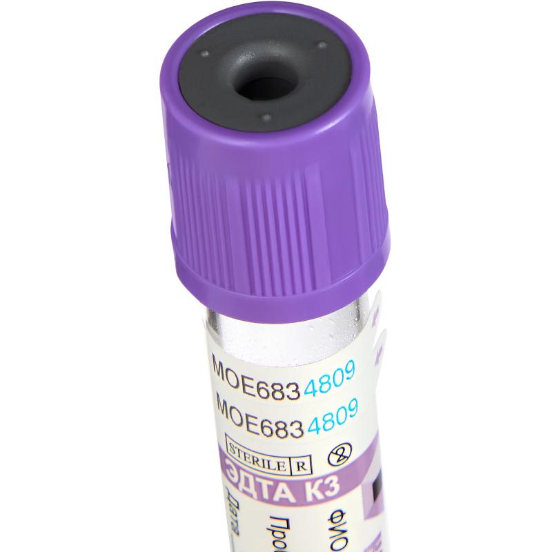 Вакуумные пробирки с ЭДТА-К3 3 мл, 13х75 мм, KOMETALINE 100шт/уп