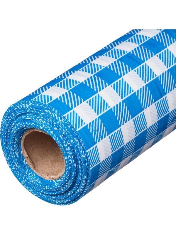 Скатерть одноразовая Luscan, 120х200см 6шт/рулон, синяя клетка