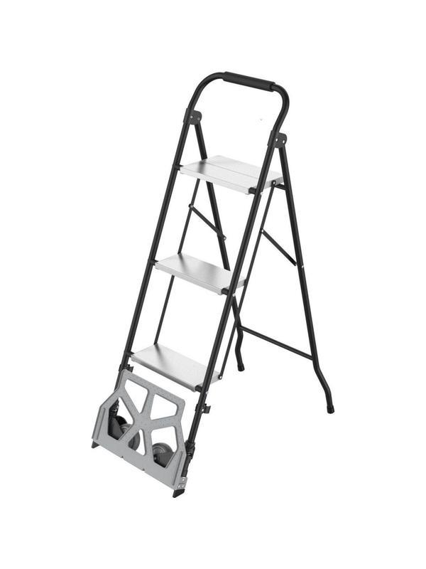 Стремянка 2в1 с колесами и платформой, сталь, Zalger, арт. 911-3