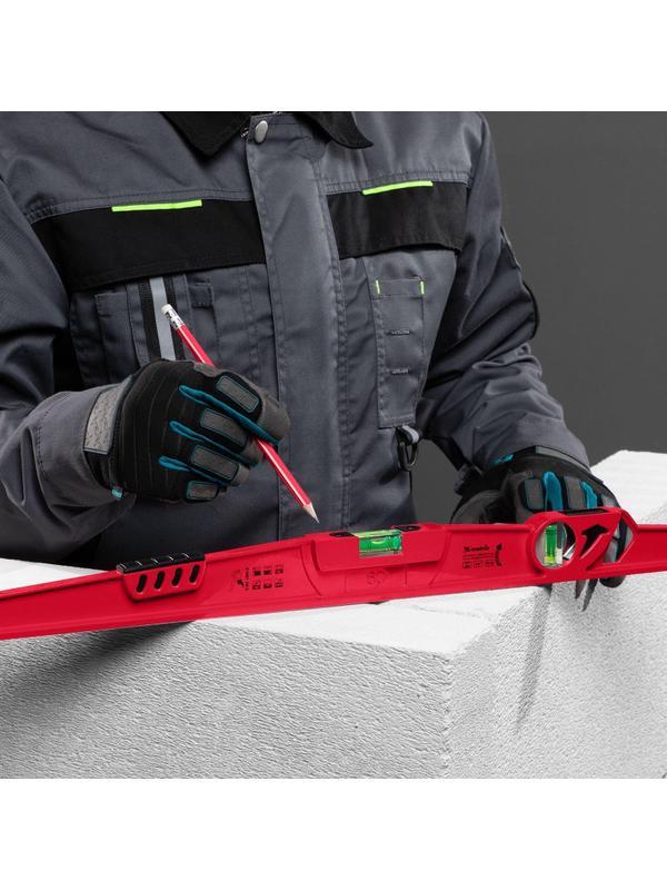 Уровень алюминиевый 600 мм литой 2 глазка (1 фронтальный) Matrix, 34907