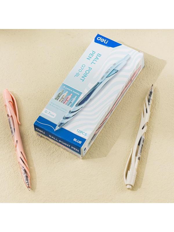 Ручка шариковая автомат. Deli  шарик0,7мм,нескольз,син, в асс EQ70-BL