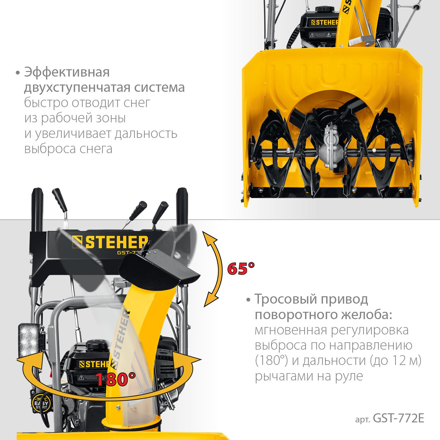 STEHER 72 см, бензиновый снегоуборщик, EXTREM (GST-772E)