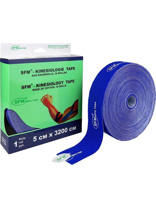 Тейп кинезио, хлопковая основа, 5х3200 см, синий, SFM-Plaster