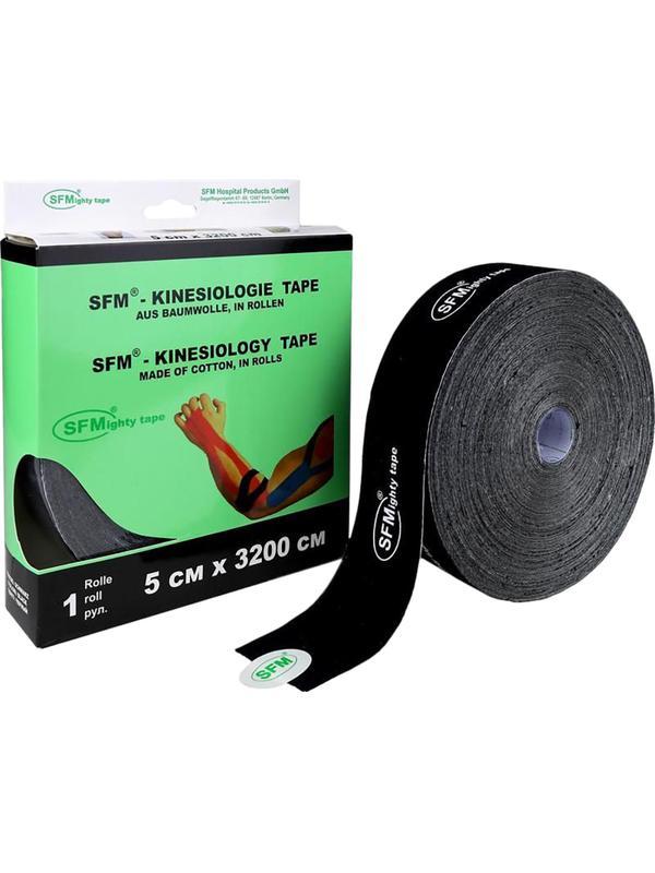 Тейп кинезио, хлопковая основа, 5х3200 см, черн, SFM-Plaster