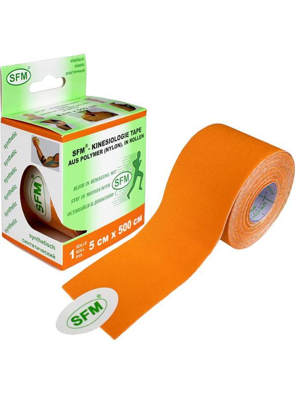 Тейп кинезио, нейлоновая основа, 5х500 см, оранж, SFM-Plaster
