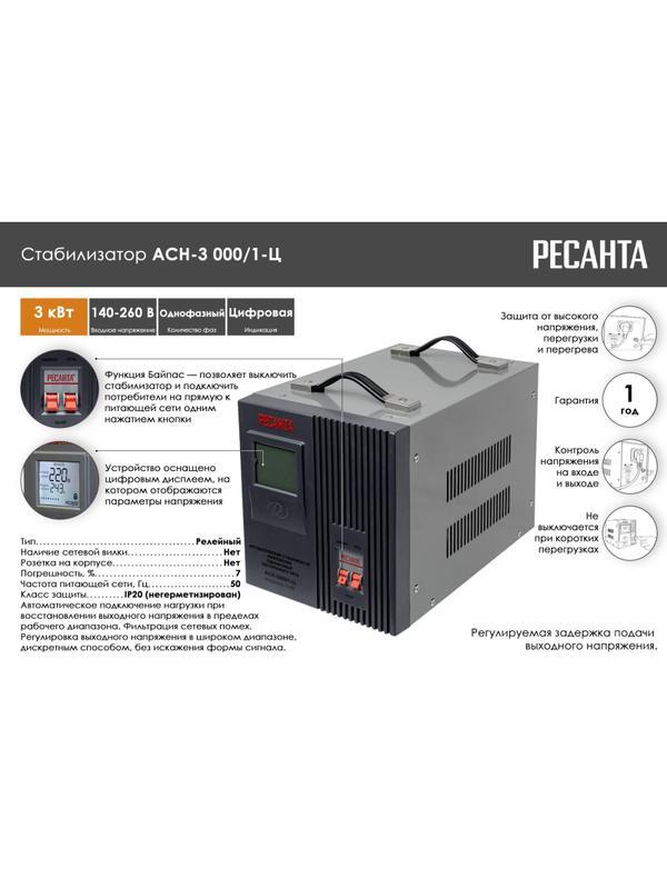 Стабилизатор РЕСАНТА АСН-3 000 1-Ц (63/6/5)