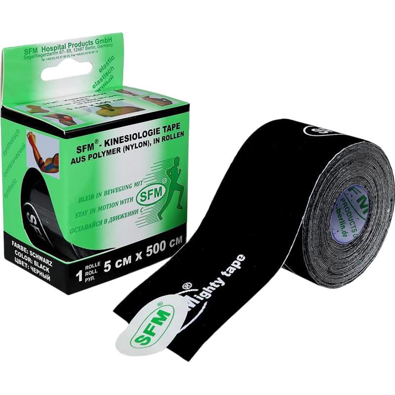 Тейп кинезио, нейлоновая основа, 5х500 см, черн, SFM-Plaster